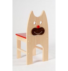 Dřevěná židle Kočka - sedák červený